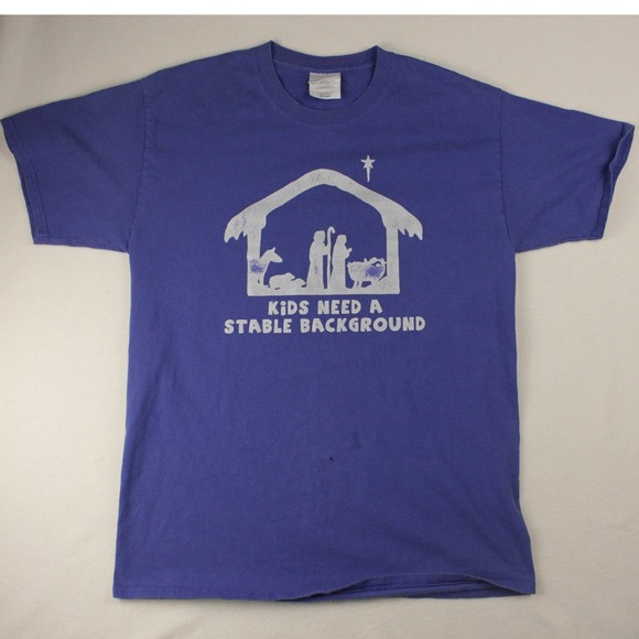 Port and Company Other - Kids Need A Stable Background Jesus Tee Funny Nativity Shirt‎ Medium